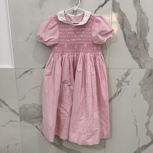 FRIENDS Pink Gingham Dress White Flower Embroidery